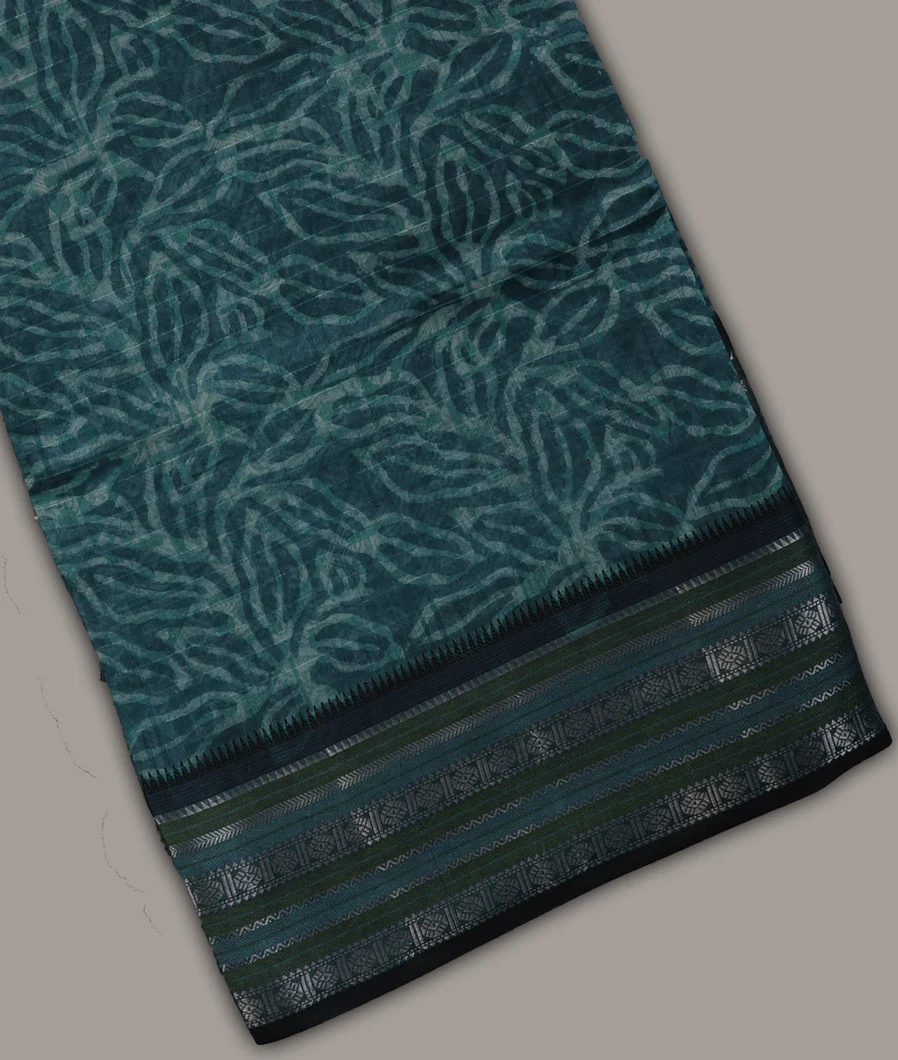 Blue Printed Cotton Saree T703895-image