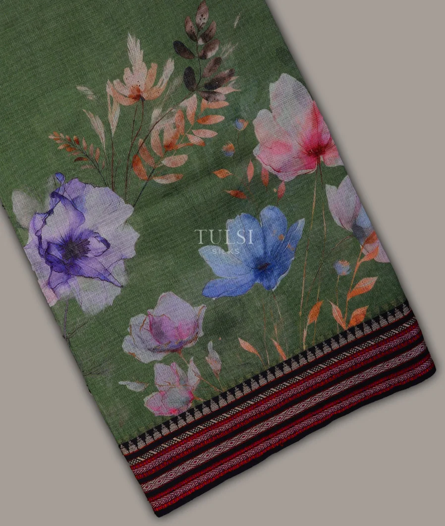 Green Mercerised Cotton Saree T703832-image