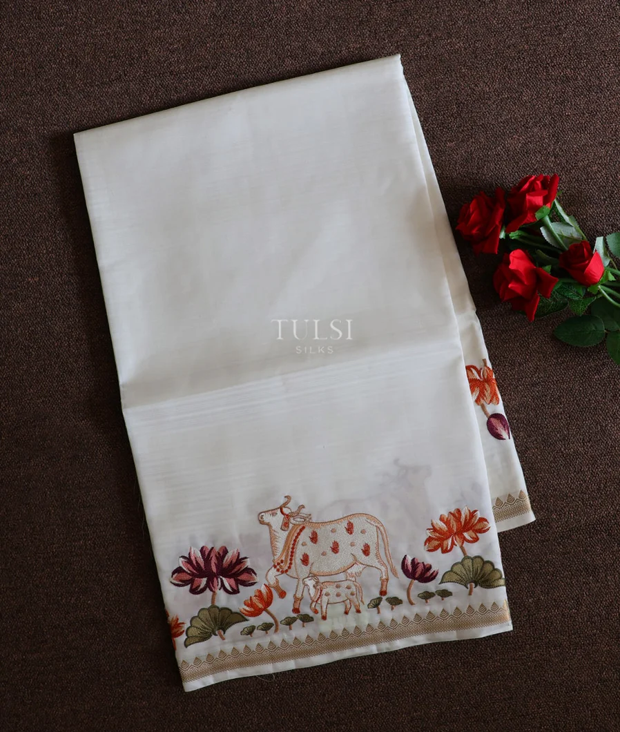 White Soft Silk Embroidery Saree T704214-image