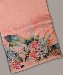Peach Tussar Printed Saree T571883-image