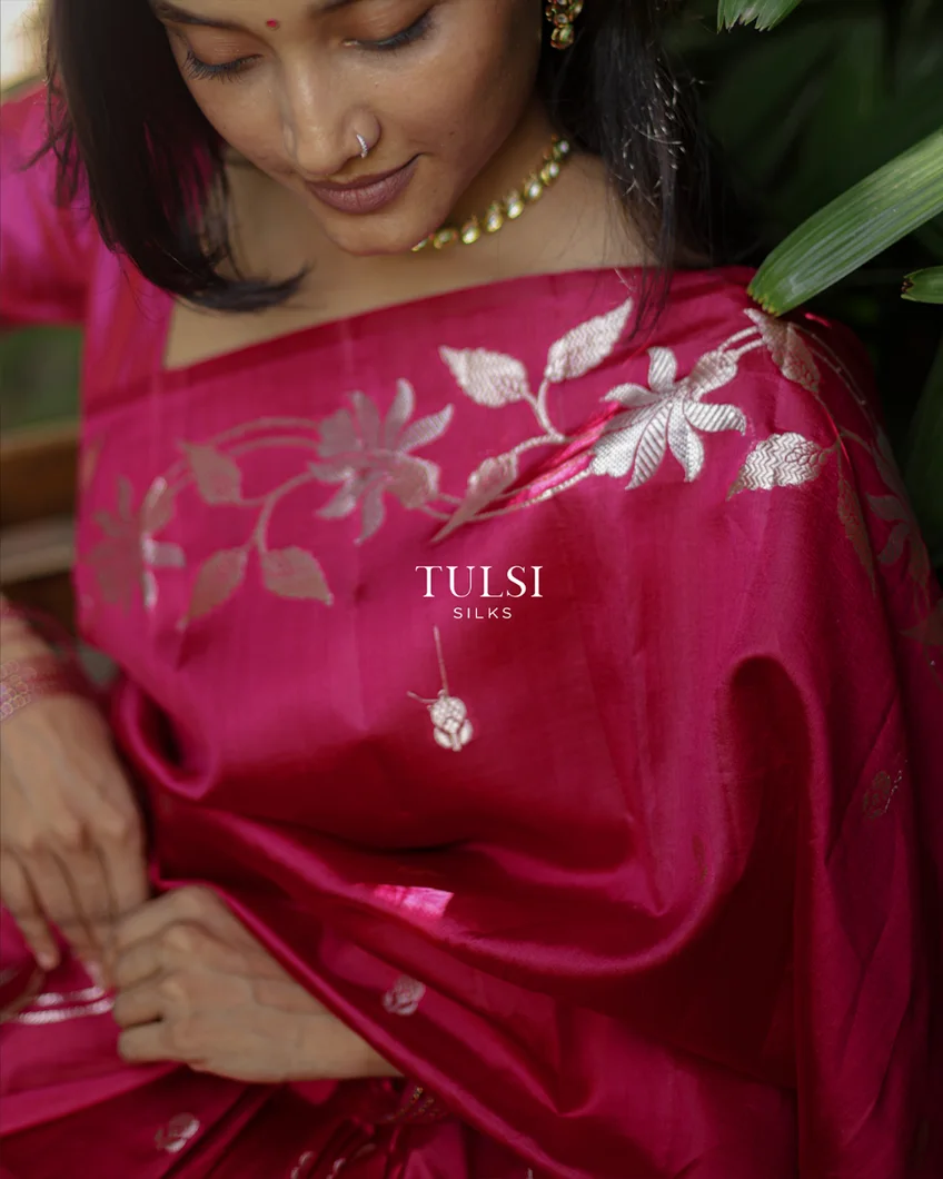 Pink Banaras Silk Saree T705626-image