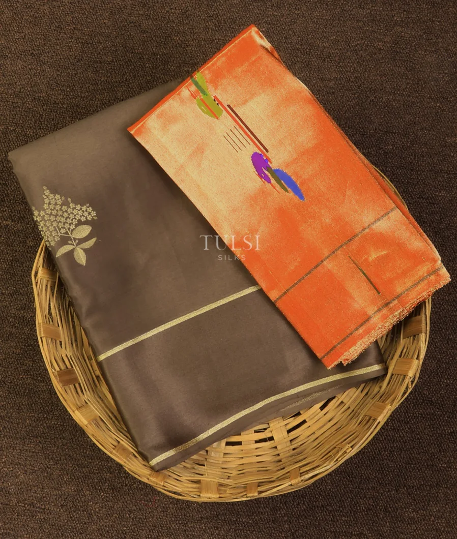 Grey Mysore Silk Saree T704252-image