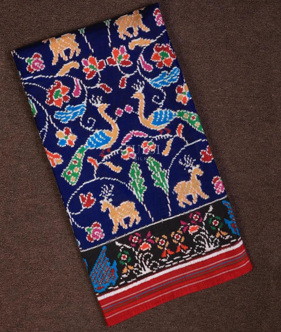 Blue Patan Patola Silk Saree T557729 (without Blouse)-image