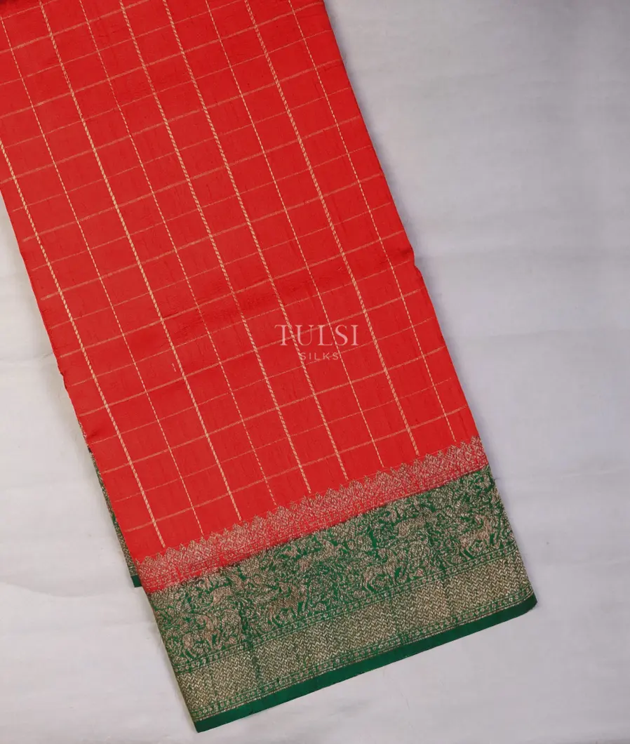 Red Banaras Tussar Saree T666448-1-image