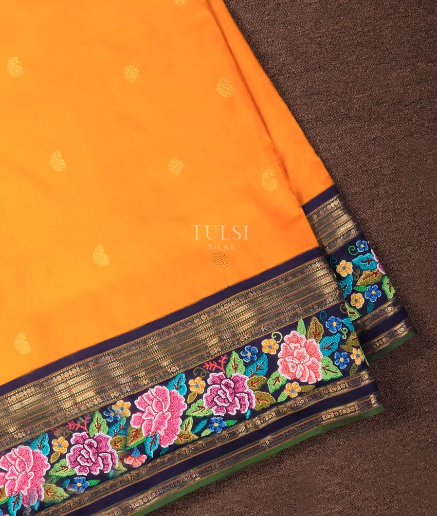 Yellow Kanjivaram Embroidery Silk Saree T681455-image