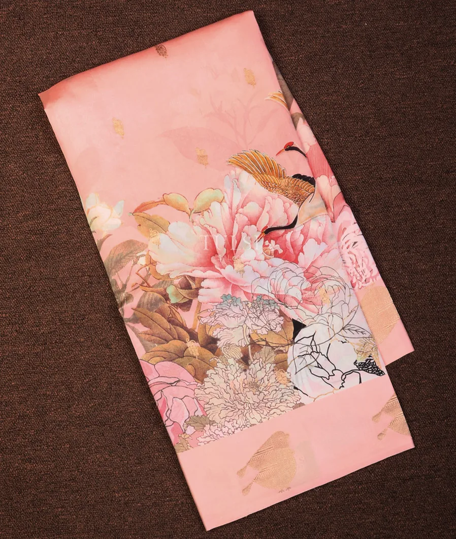 Peach Banaras Silk Saree T709053-image