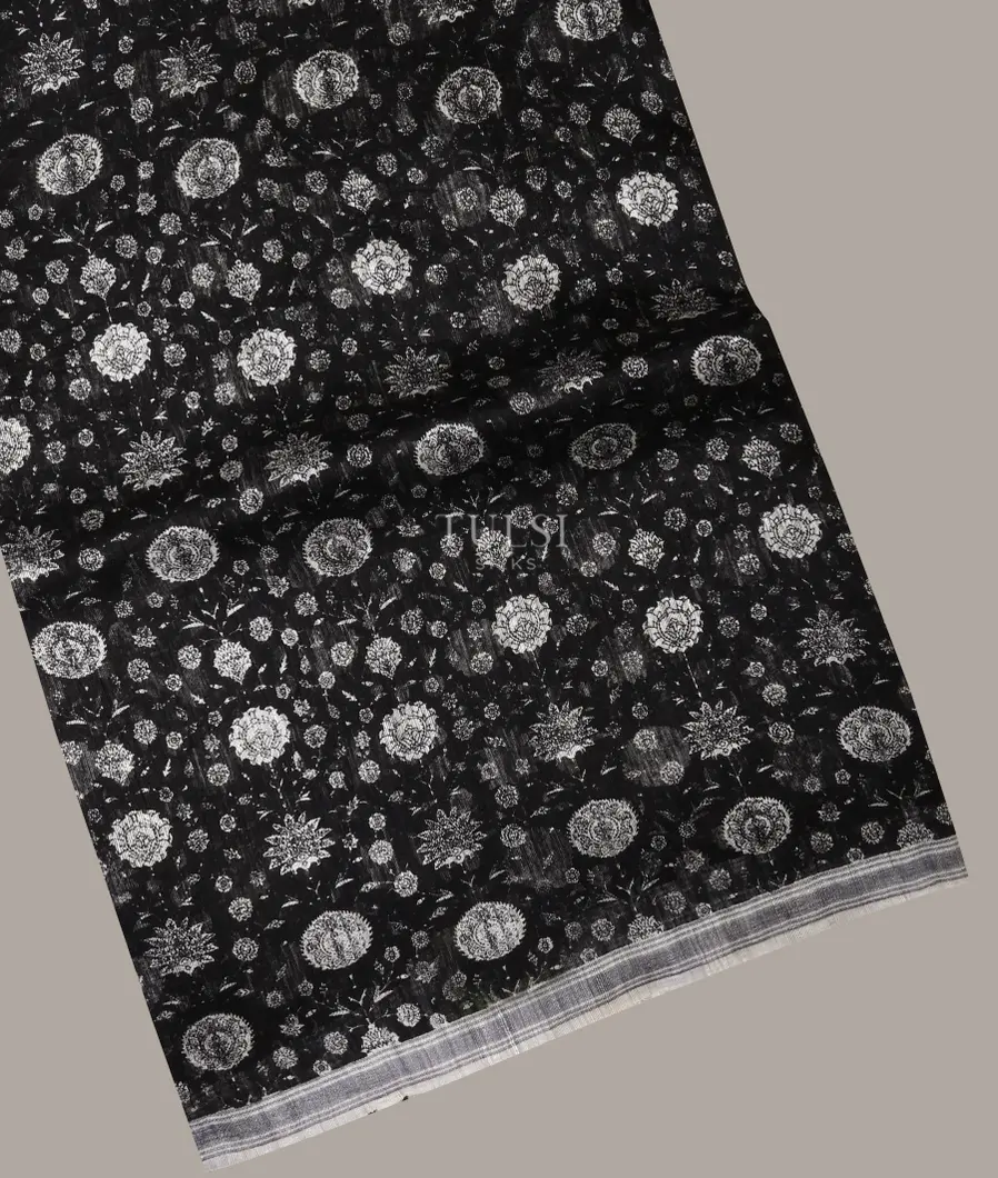 Black Tussar Printed Saree T571894-image
