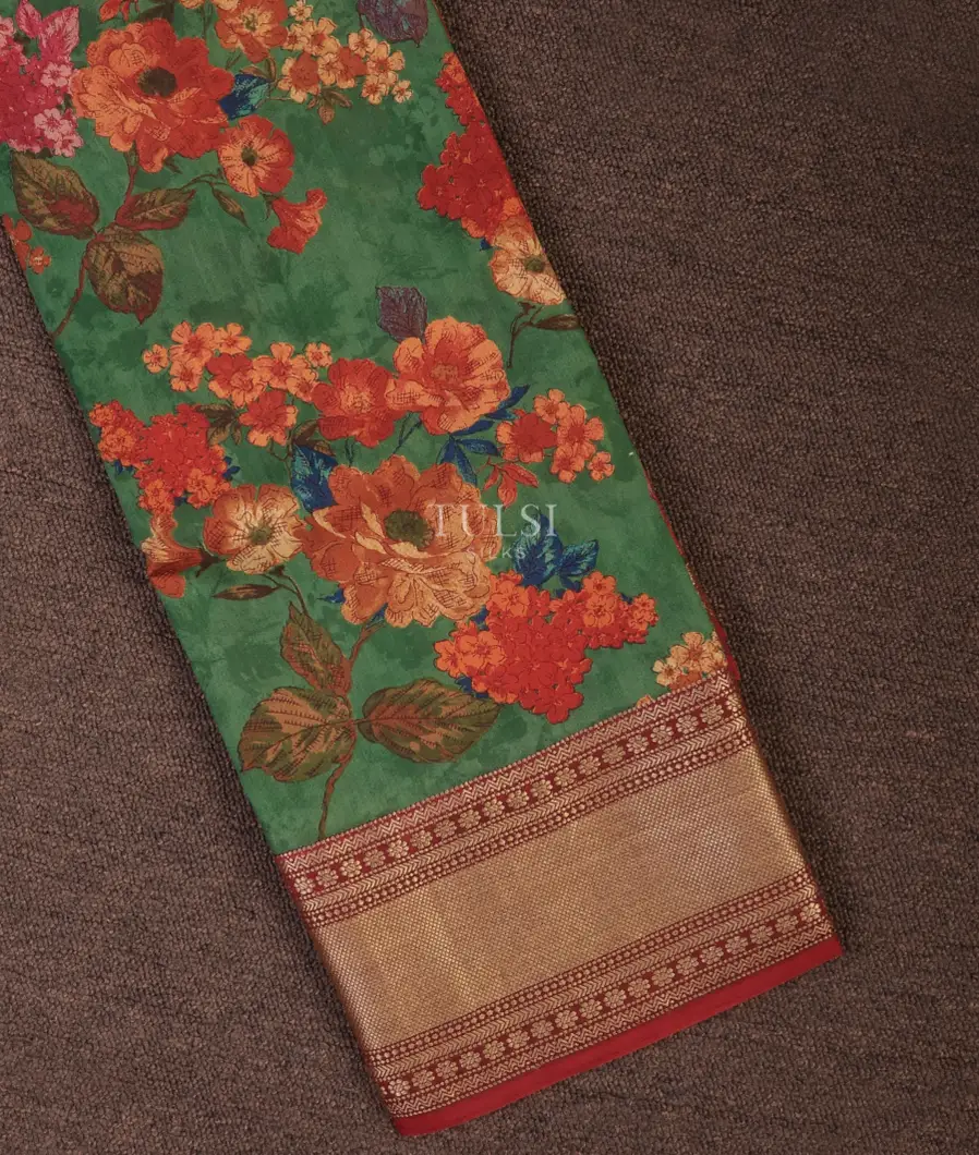 Green Chaniya Silk Saree T706034-image