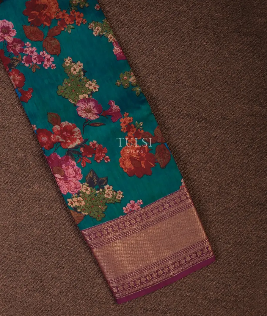 Peacock Blue Chaniya Silk Saree T706036-image