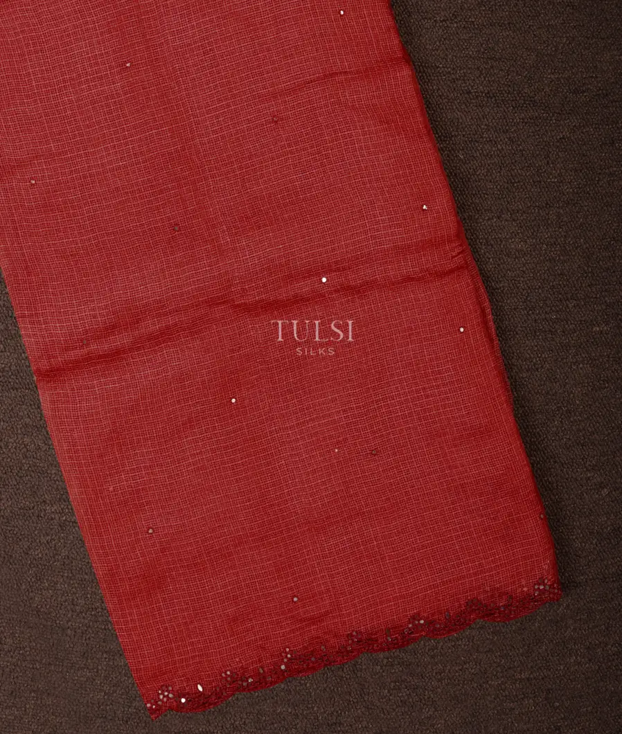 Red Silk Kota Embroidery Saree T703522-image