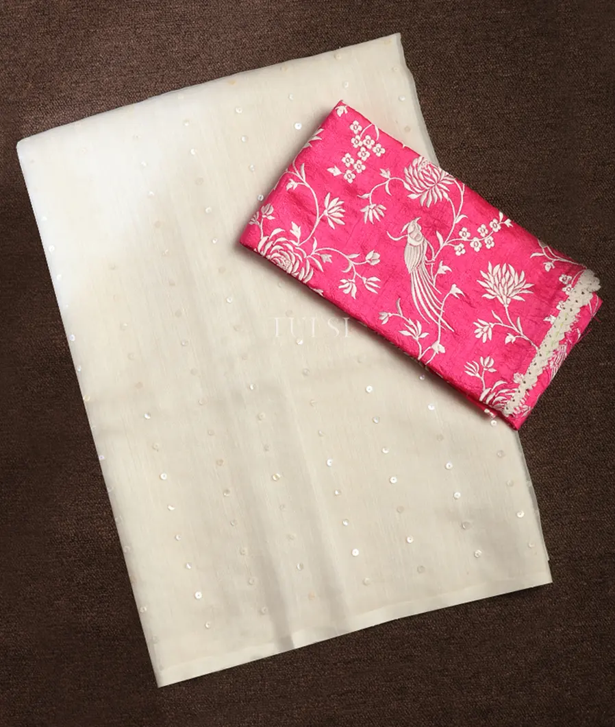 White Handwoven Tussar Saree T691226-image