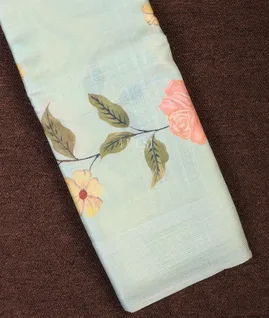Light Blue Tussar Printed Saree T703277-image