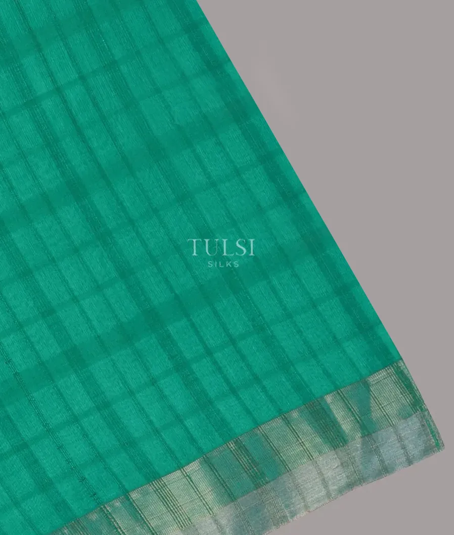 Bluish Green Woven Raw Silk Saree T669409-image