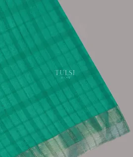 Bluish Green Woven Raw Silk Saree T669409-image