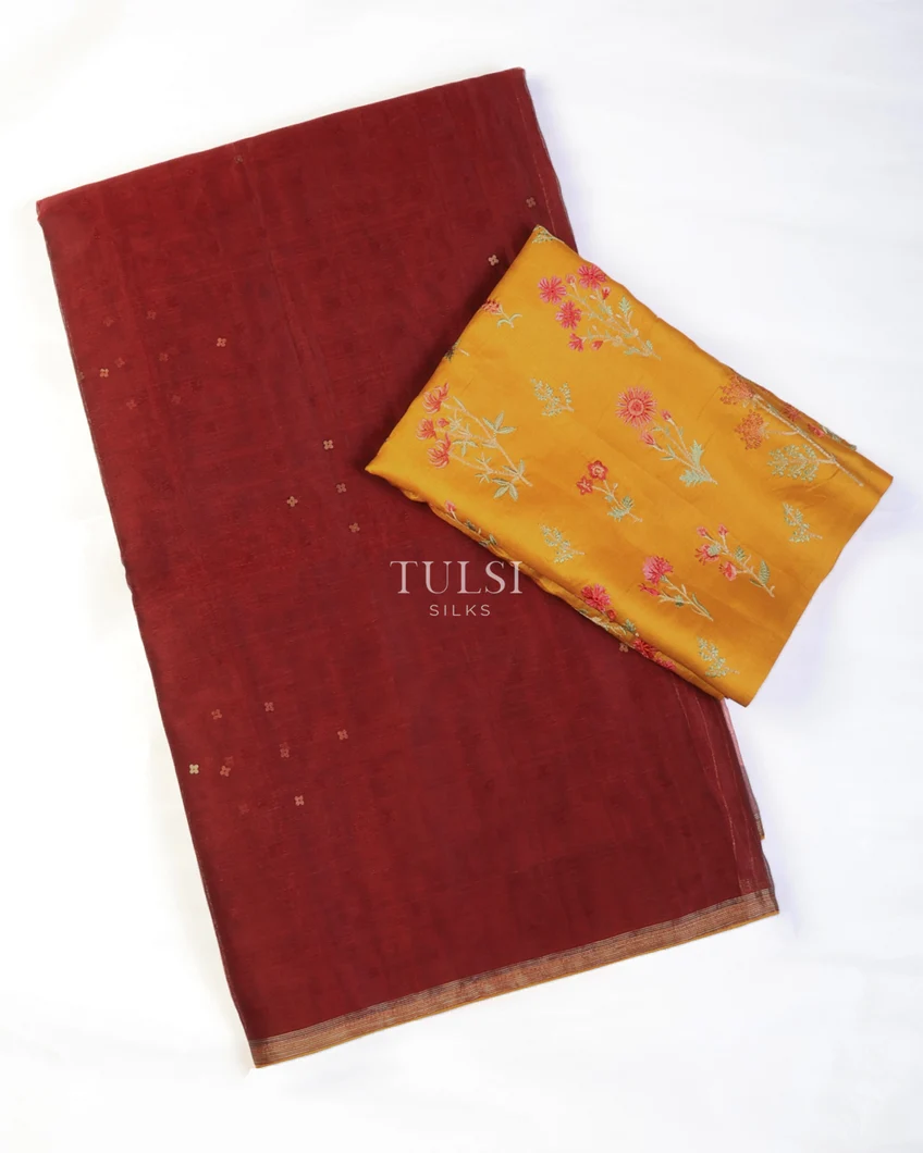 Maroon Woven Organza Saree T709234-image