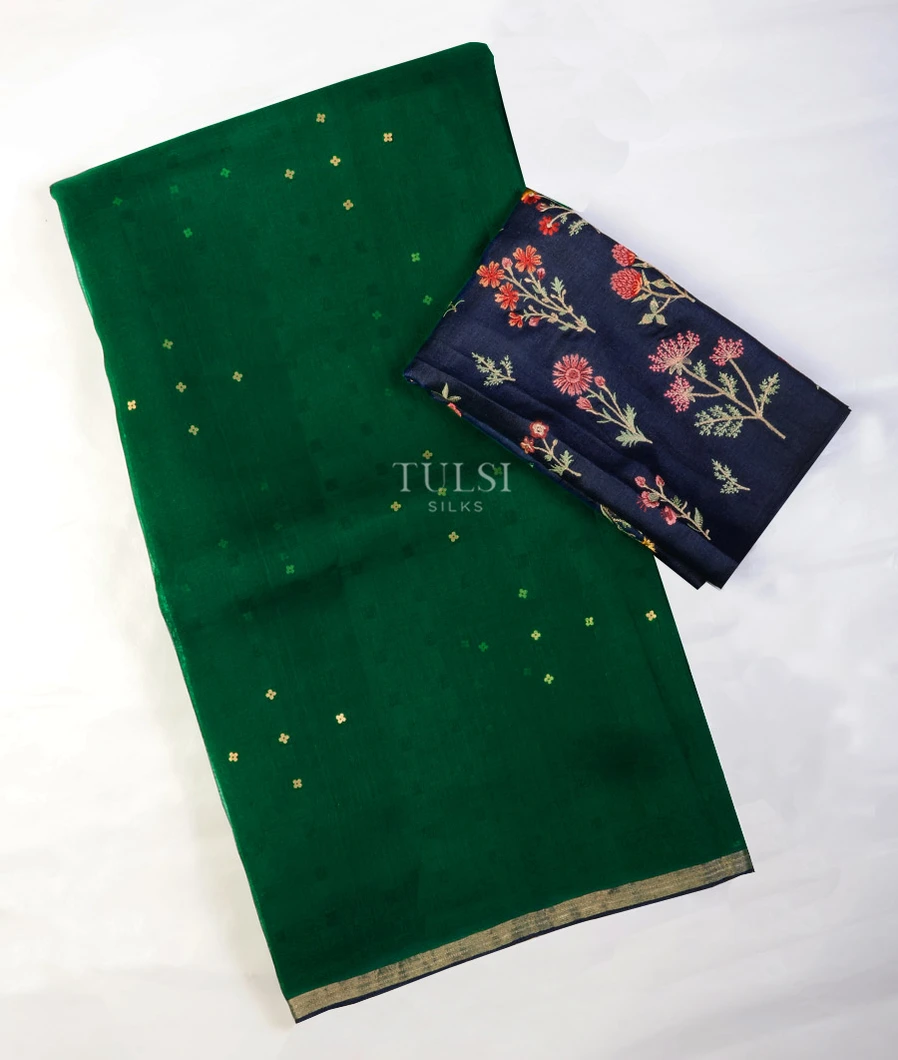 Green Woven Organza Saree T709232-image