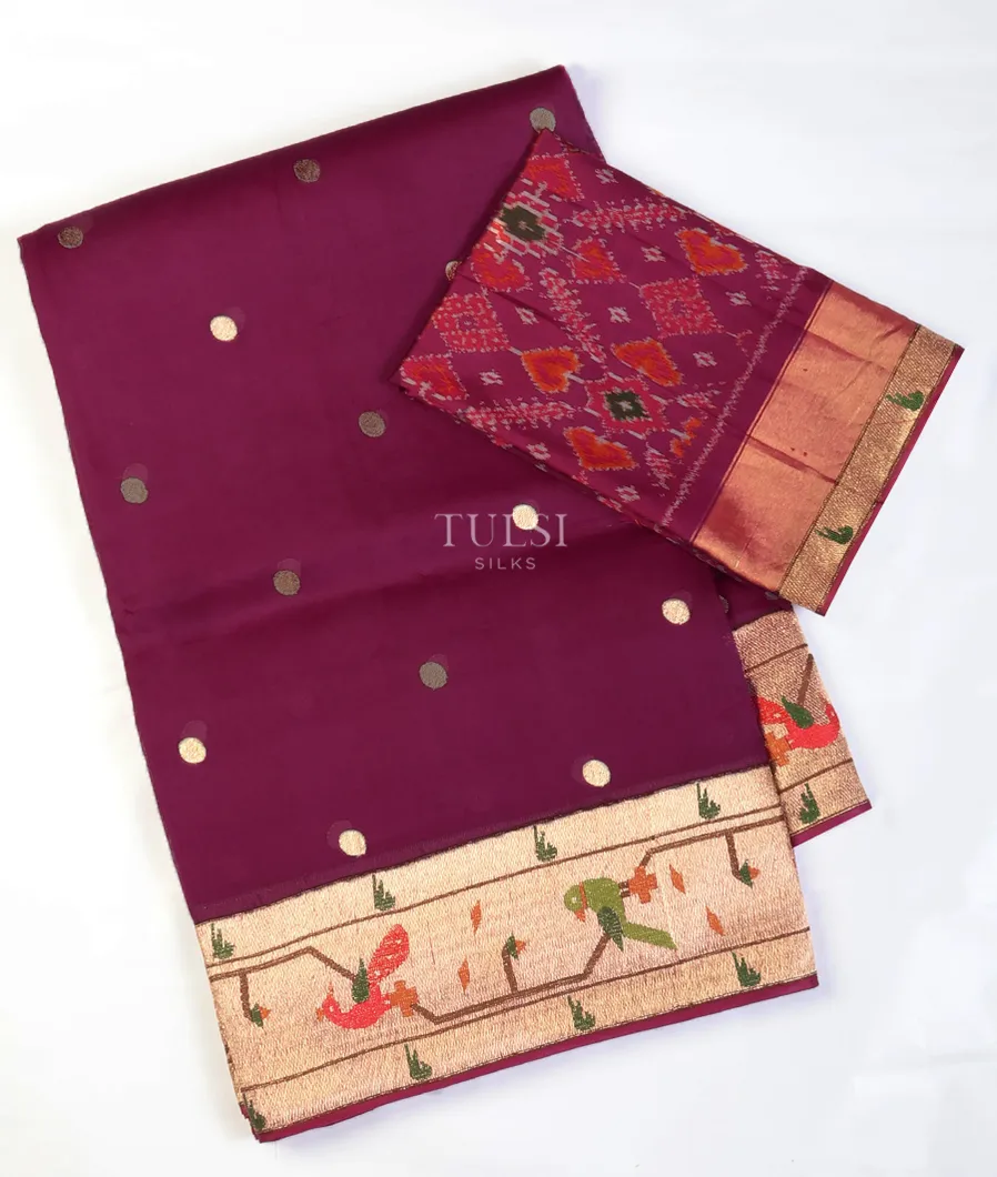 Purple Kora Organza Embroidery Saree T709871-image