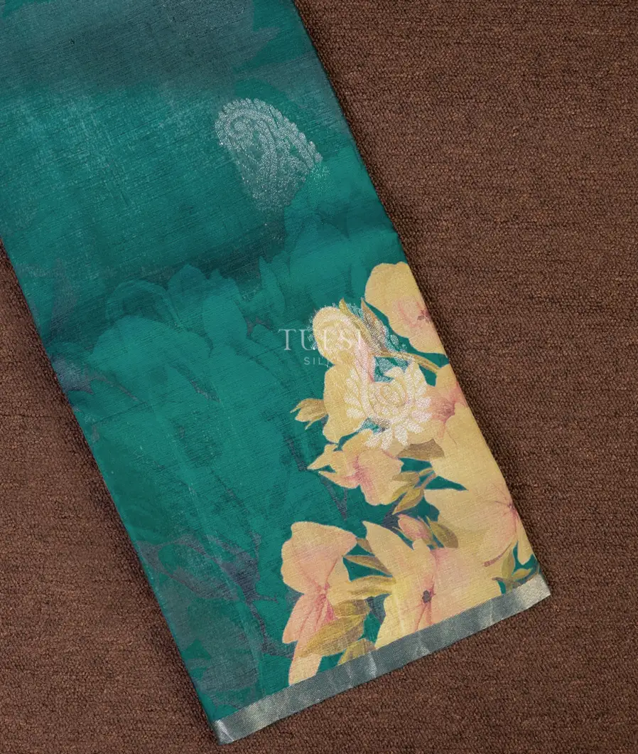 Blue Tussar Printed Saree T709023-image