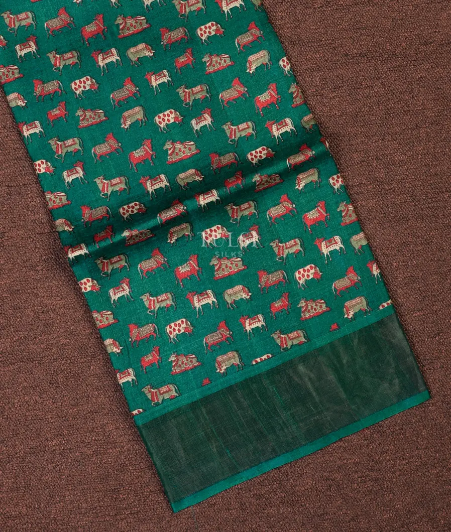 Bluish Green Tussar Printed Saree T706995-image
