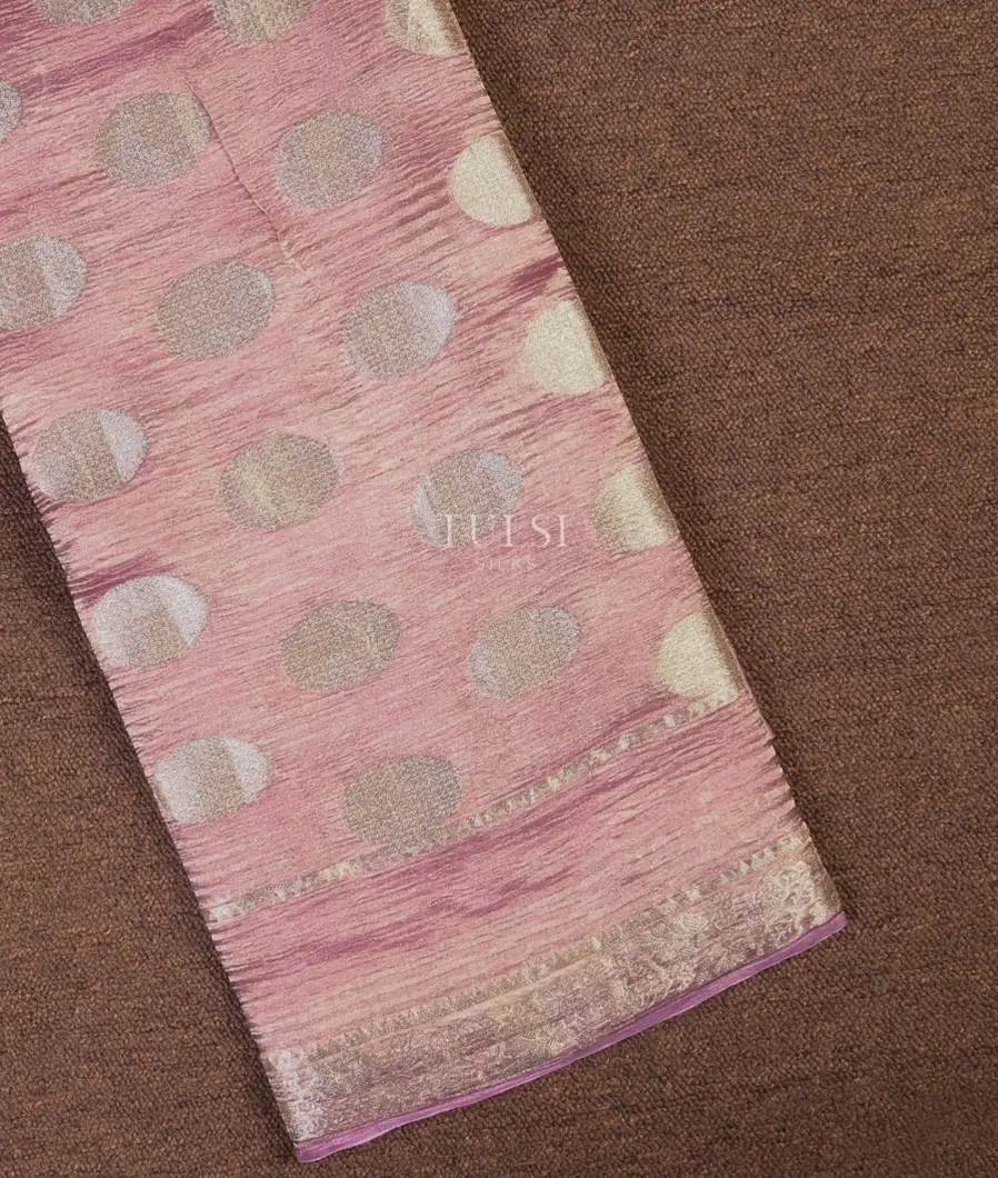 Light Lavender Banaras Tissue Crushed Organza Saree T708907-image