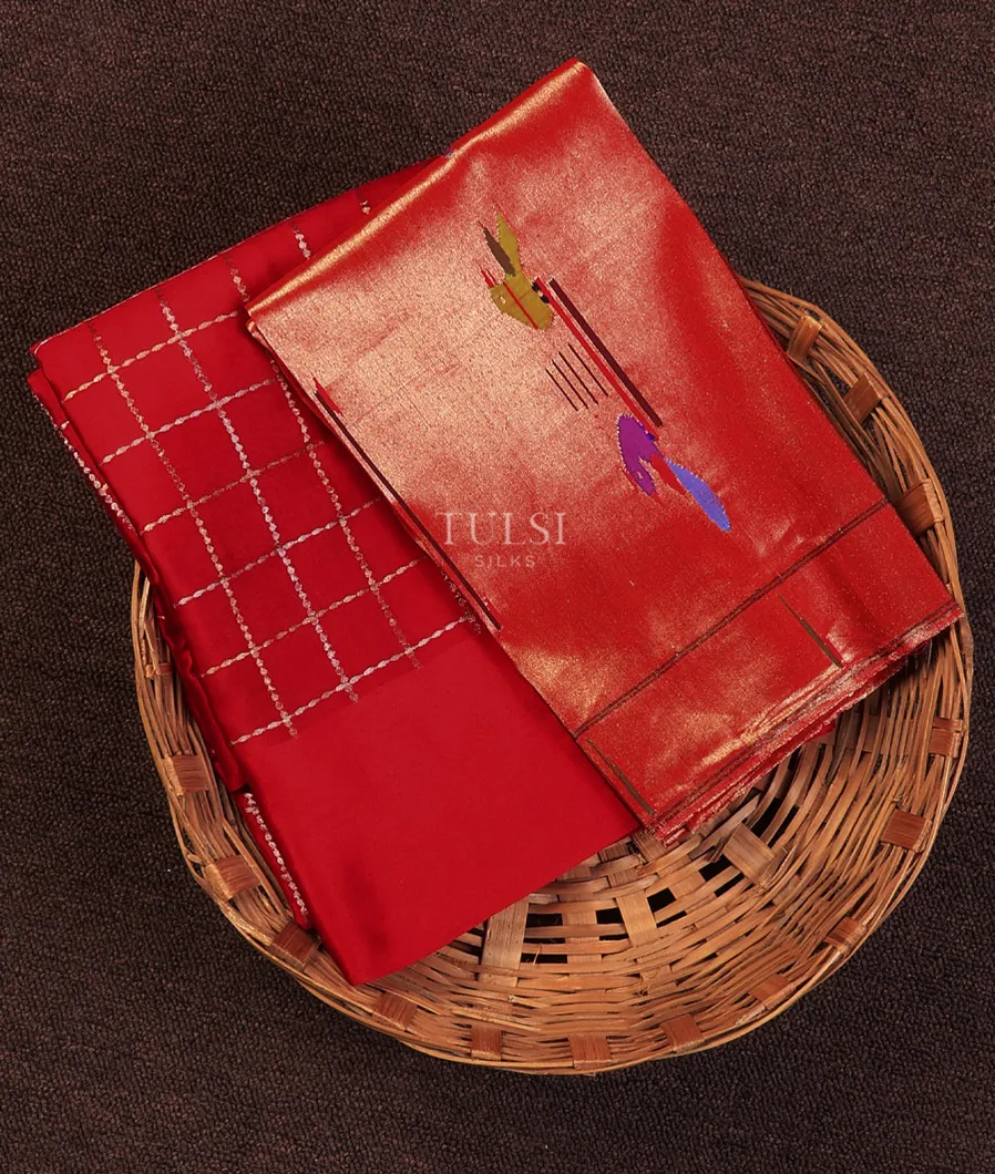 Red Mysore Silk Saree T698971-image