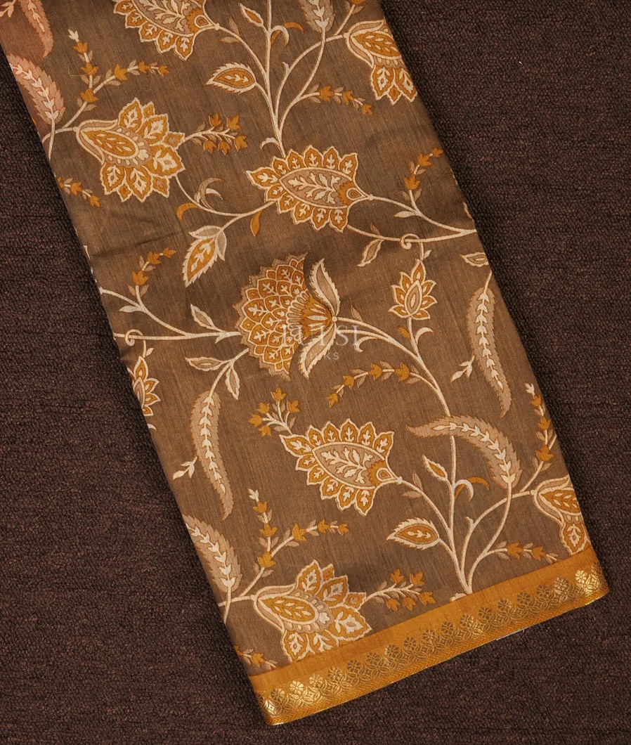 Light Brown Tussar Printed Saree T706675-image