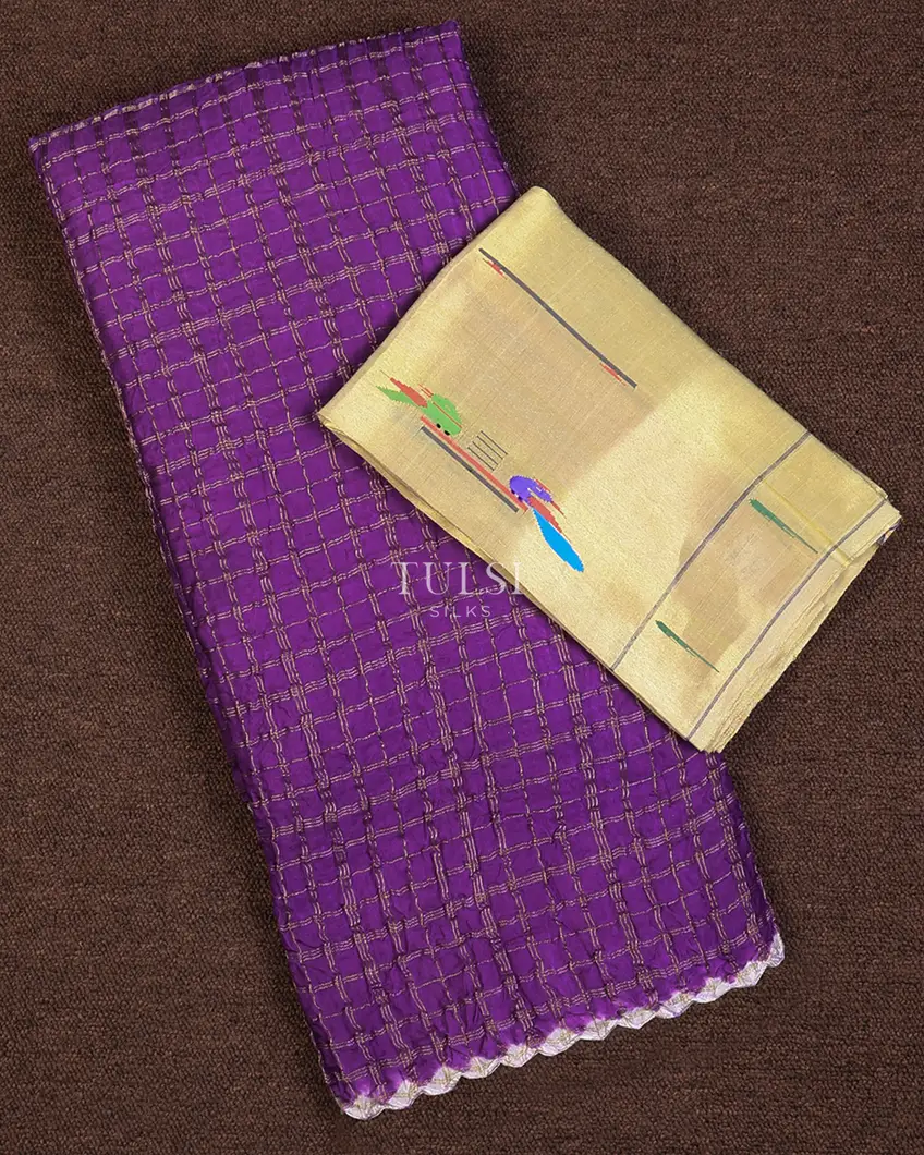 Purple Bandhani Gajji Silk Saree T695938-image