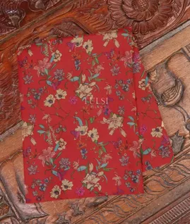 Red Hand Printed Kanjivaram Silk Blouse T638321-image
