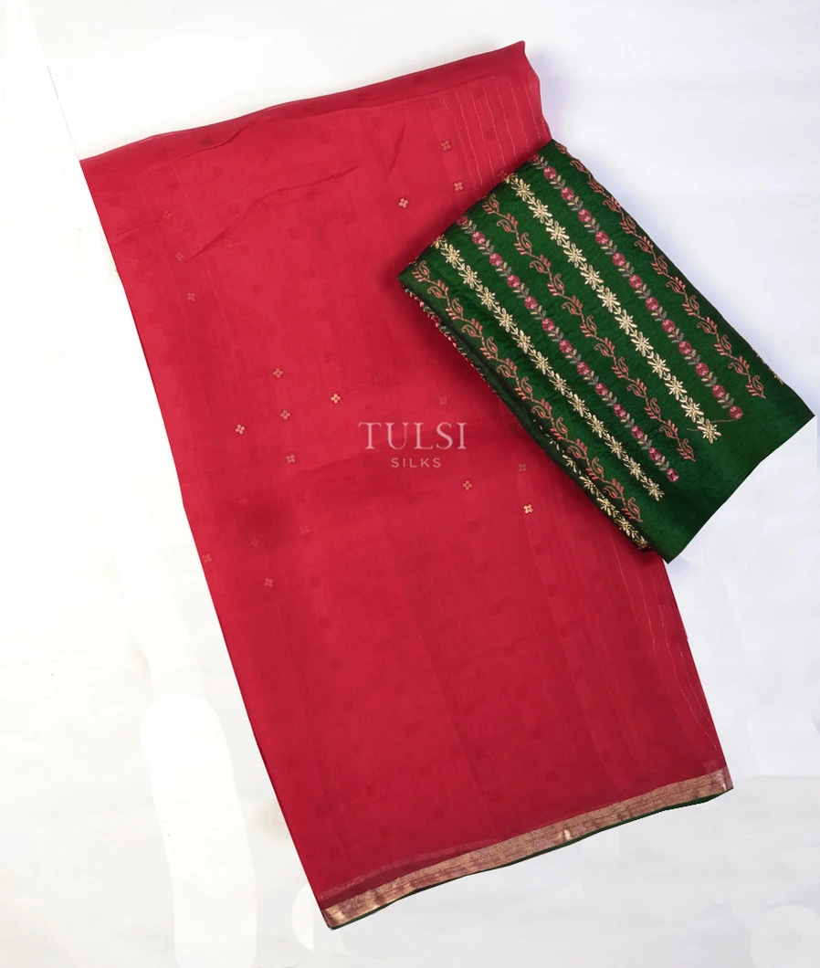 Reddish Pink Woven Organza Saree T708323-image