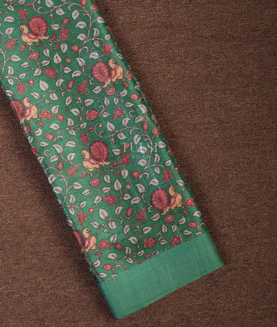 Green Tussar Printed Saree T704092-image