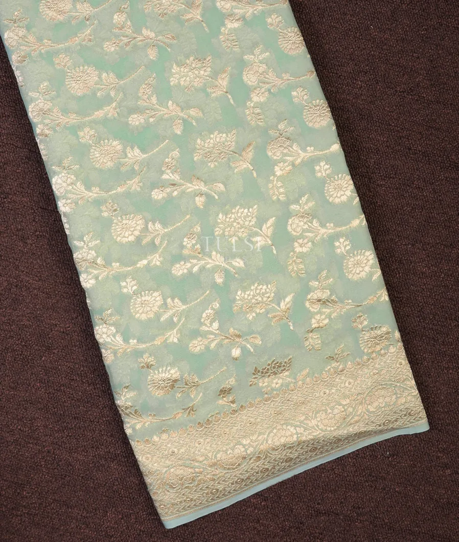 Light Green Banaras Georgette Silk Saree T654164-image