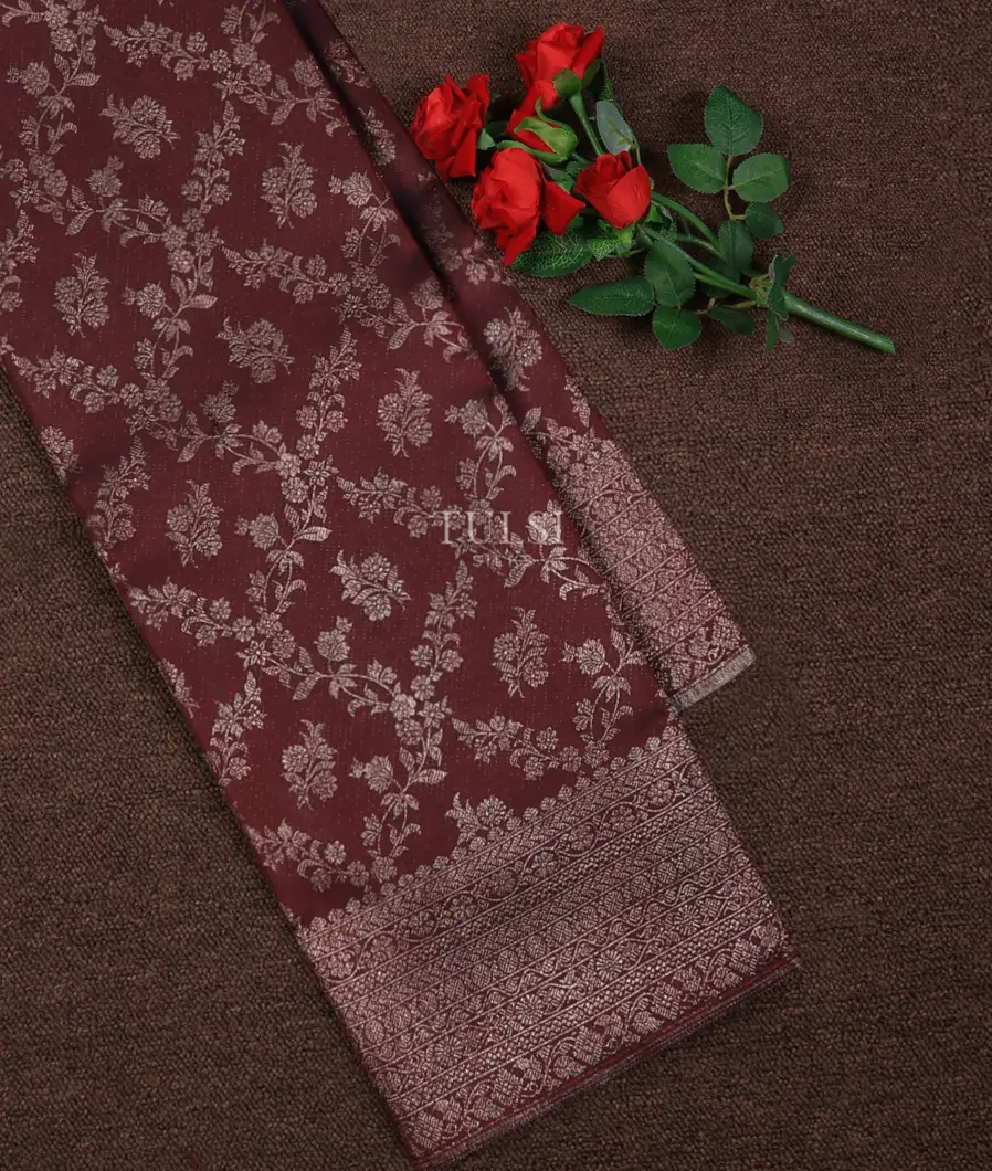 Deep Brown Kanjivaram Silk Saree T703408-image