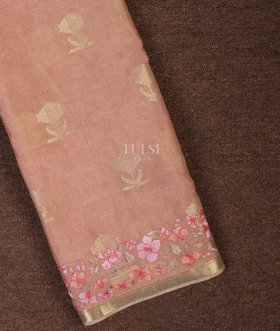 Dusty Pink Tissue Georgette Silk Saree T692022-image