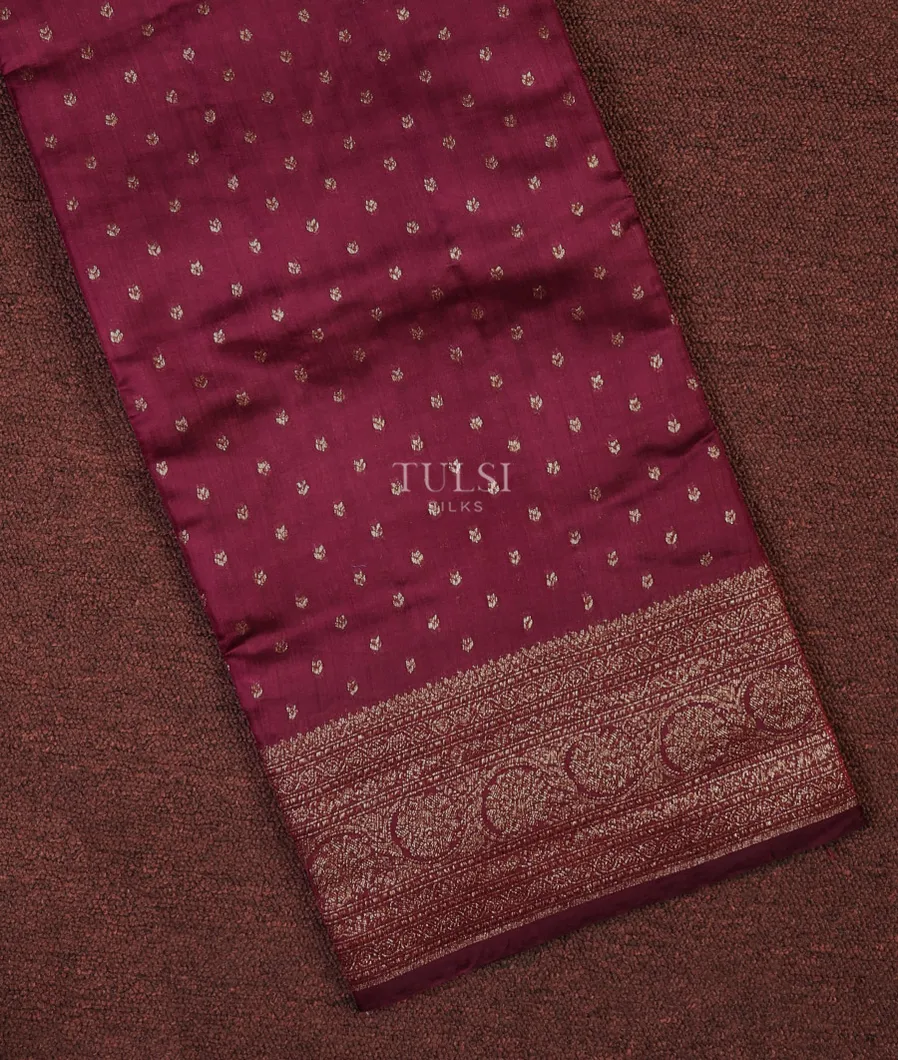 Burgundy Banaras Silk Saree T708893-image