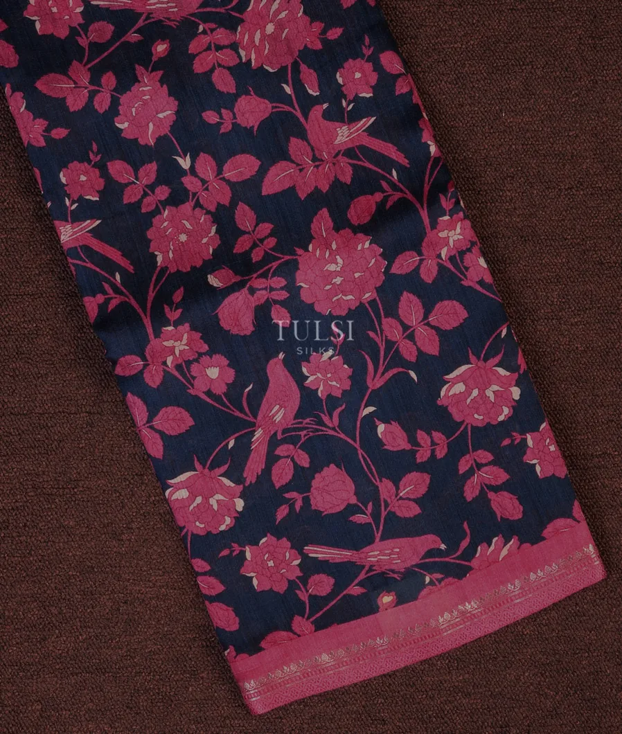 Blue Tussar Printed Saree T706655-image
