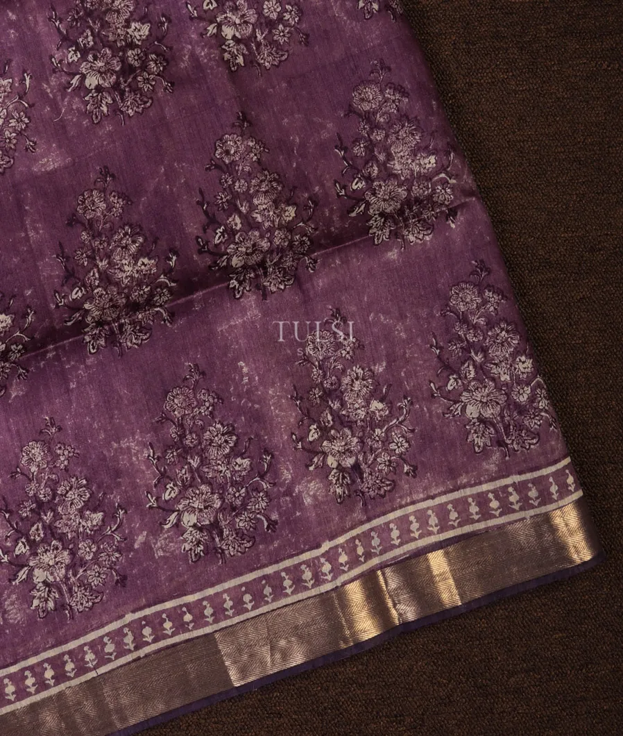 Purple Tussar Printed Saree T705504-image