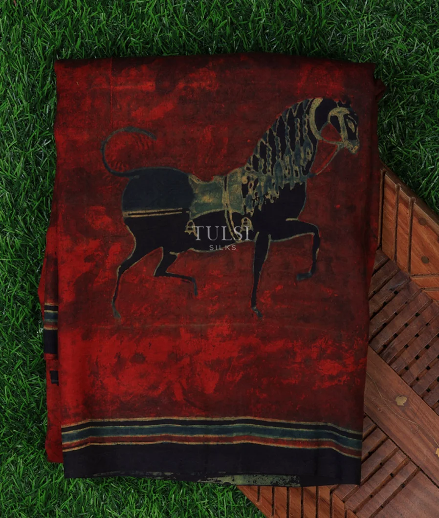 Multicolour Ajrakh Silk Saree T665765-image