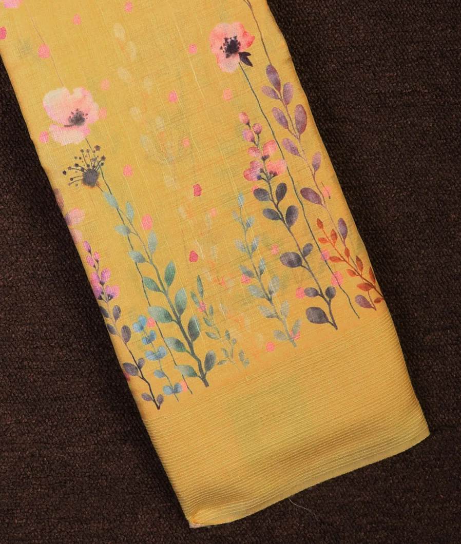 Yellow Tussar Printed Saree T703271-image