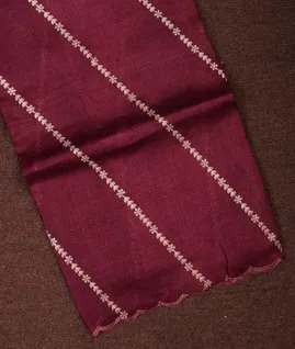 Burgundy Silk Kota Embroidery Saree T708800-image