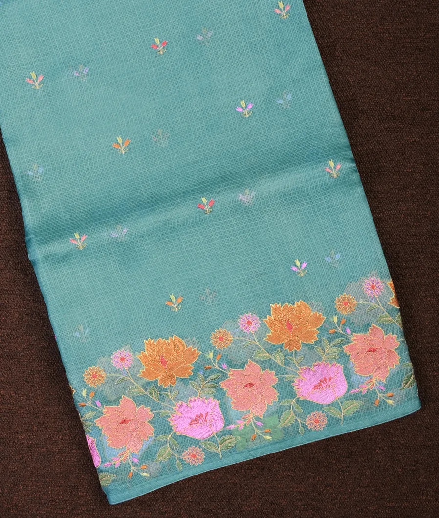 Light Blue Silk Kota Embroidery Saree T692011-image