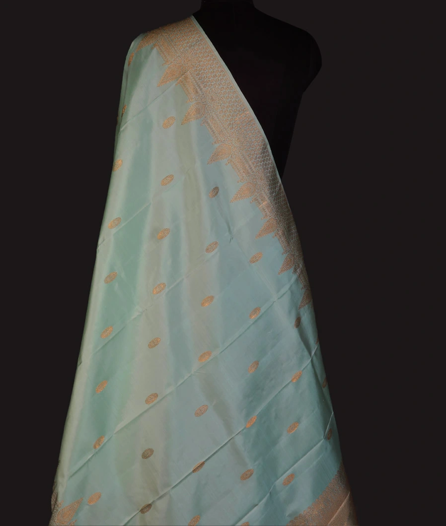 Light Bluish Green Kanjivaram Silk Dupatta T678617-1-image