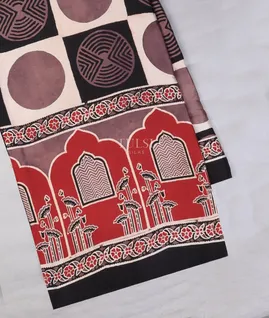 Multicolour Ajrakh Printed Modal Silk Saree T712821-image
