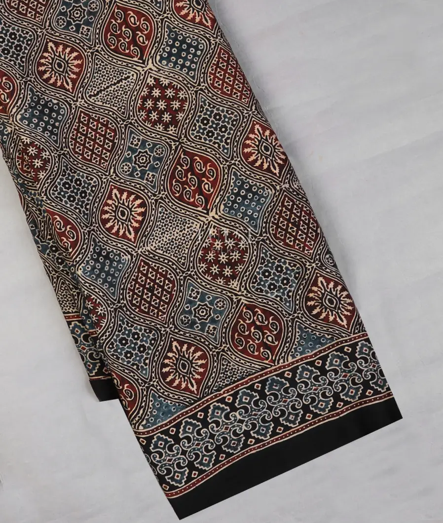 Multicolour Ajrakh Printed Modal Silk Saree T711055-image