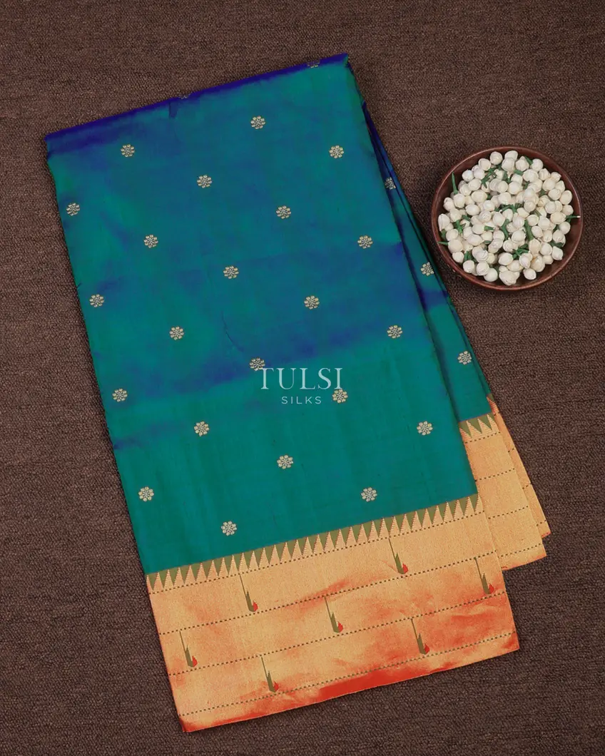 Peacock Blue Paithani Silk Saree T712757-image