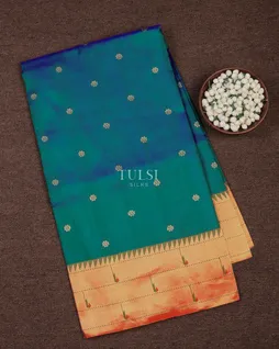 Peacock Blue Paithani Silk Saree T712757-image