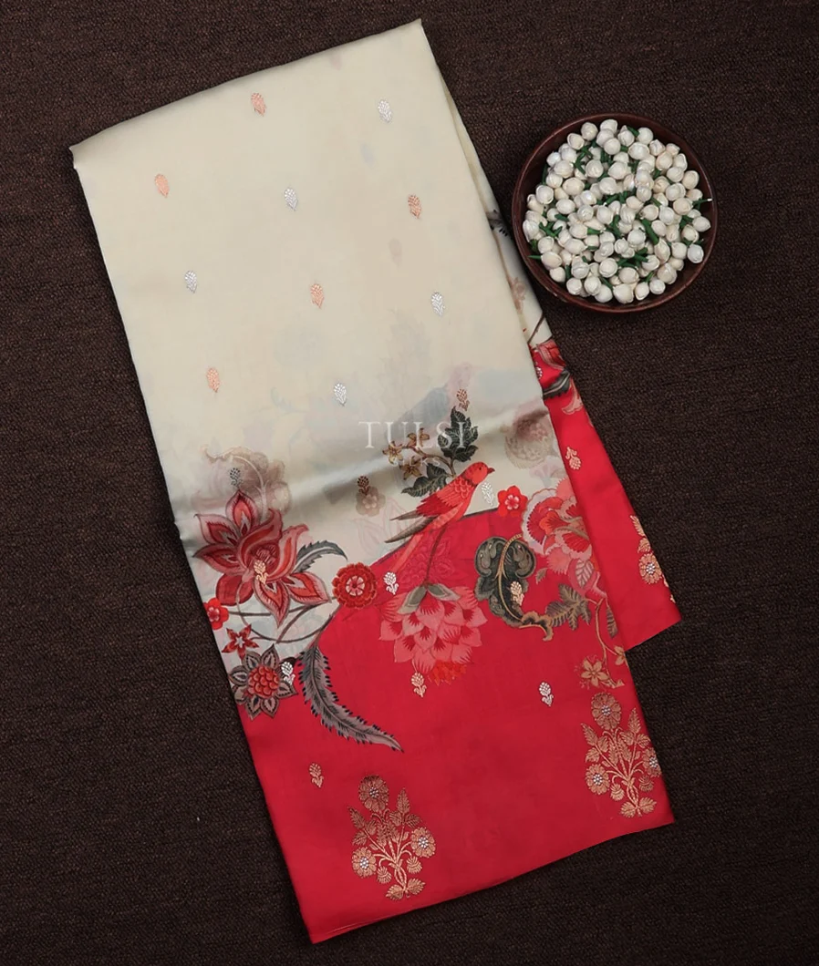 Off-White Banaras Silk Saree T713203-image