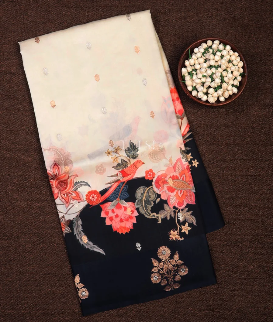 Off-White Banaras Silk Saree T713199-image