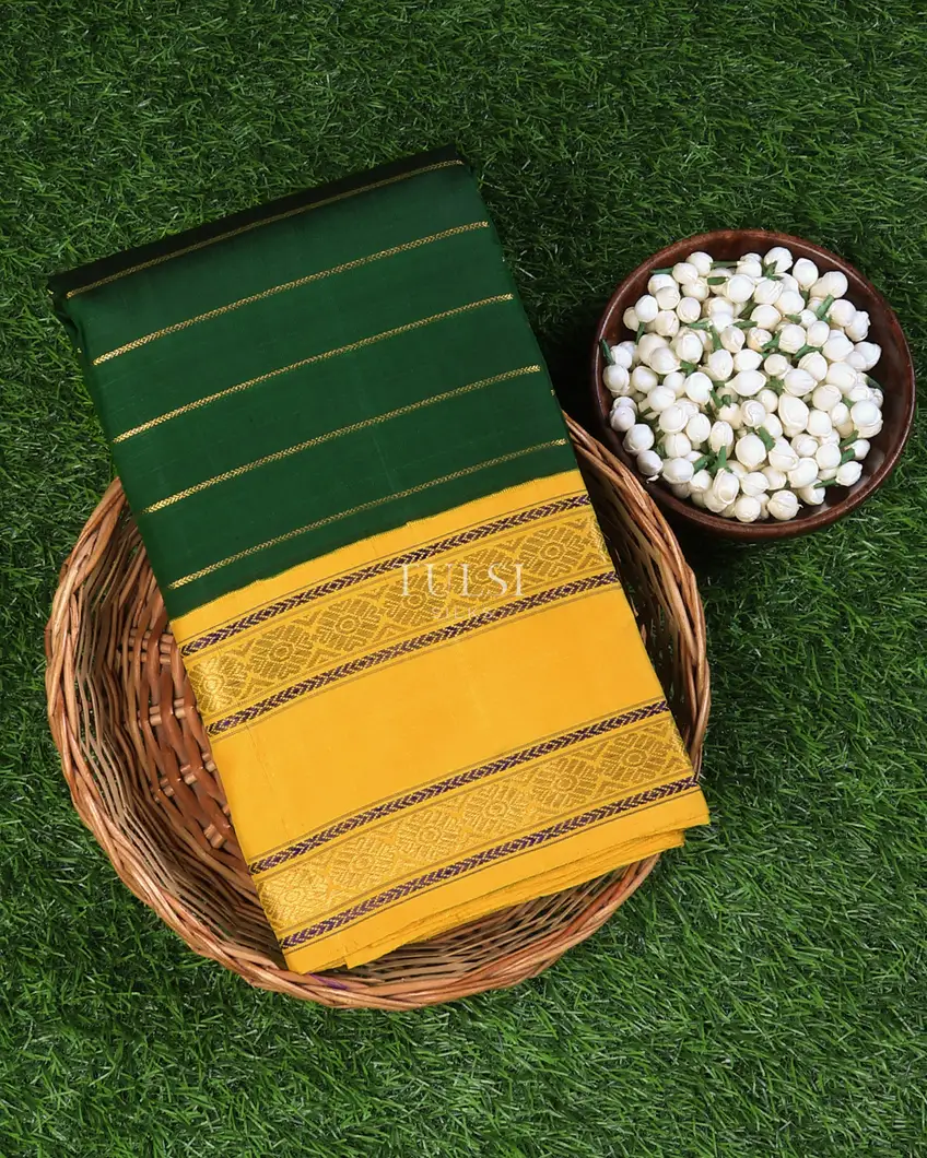 Bottle Green Kanjivaram Silk Saree T578377-2-image