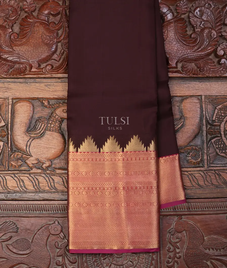 Deep Brown Soft Silk Saree T711197-image