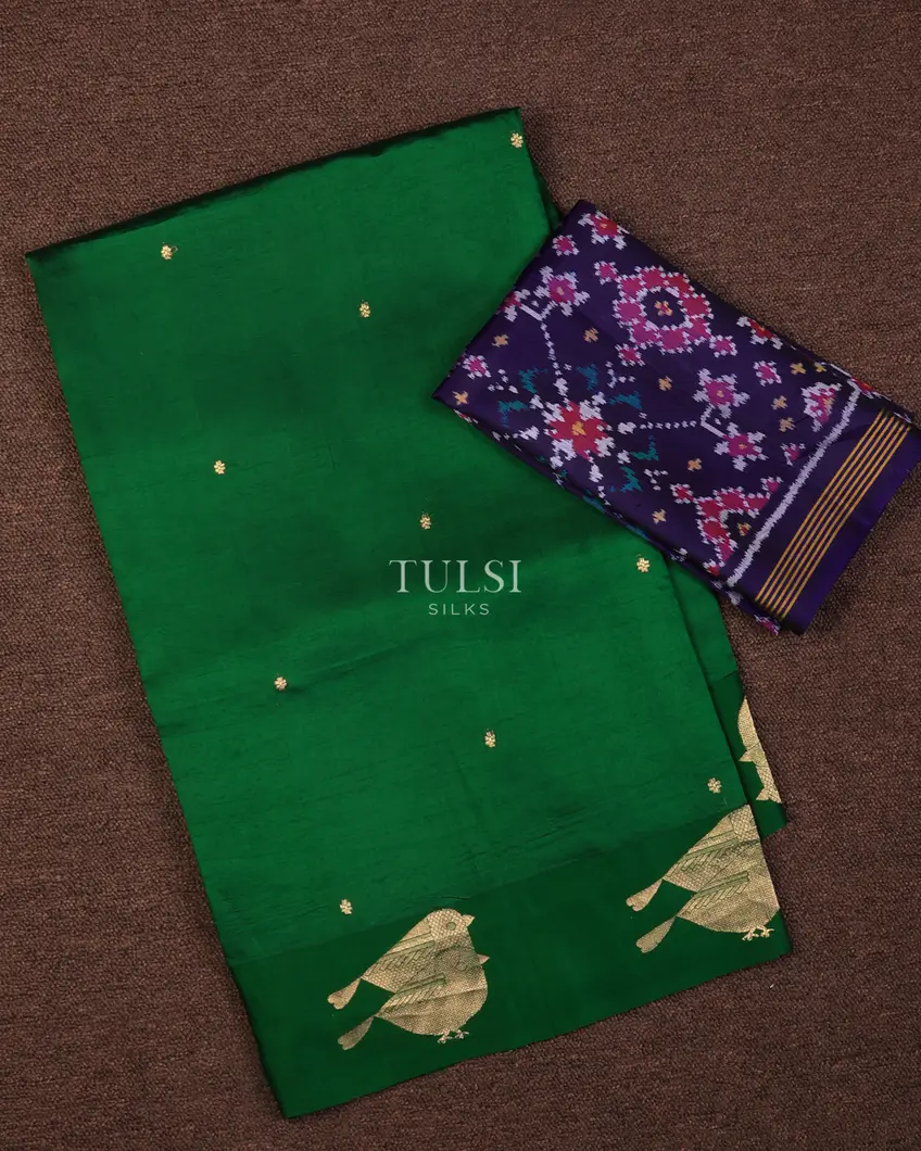 Bottle Green Banaras Silk Saree T714686-image